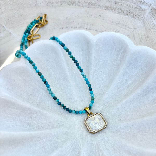 Free Spirit Turquoise & Mother of Pearl Necklace